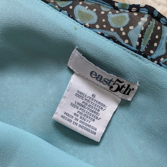 Y2K Style Mosaic Print Bias Cut Teal Skirt - Picture 3 of 6